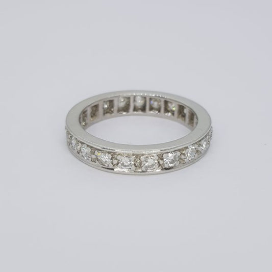 French Full Eternity Diamond Band Ring, 1.20 carat total, in 18ct white gold diamond bearing French control mark, Ring size L