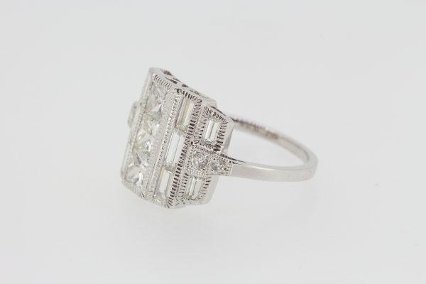 Art Deco Style Diamond Dress Ring in 18ct White Gold