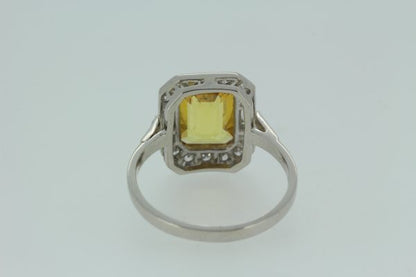 2ct Yellow Sapphire and Diamond Cluster Dress Ring in Platinum