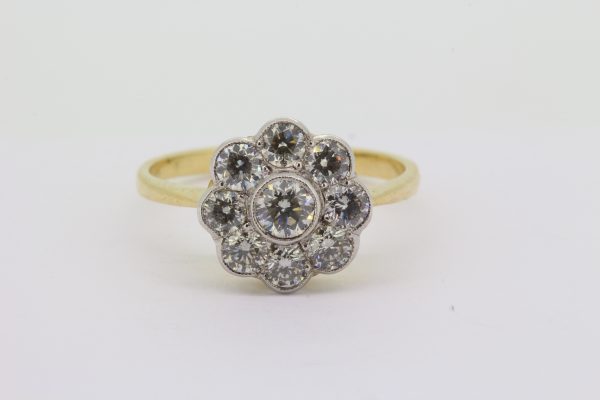 Edwardian Style Diamond Floral Cluster Ring in 18ct Gold