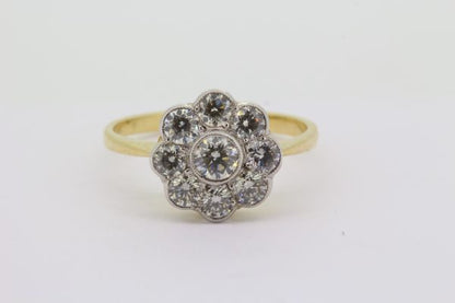 Edwardian Style Diamond Floral Cluster Ring in 18ct Gold