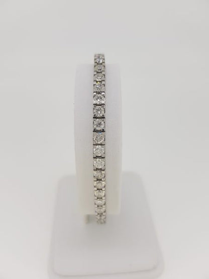 Diamond Line Bracelet in 18ct White Gold, 6.46 carat total
