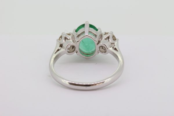 1.45ct Emerald and Diamond Three Stone Ring in 18ct White Gold