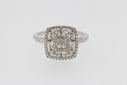 Decorative Square Shaped Diamond Cluster Ring