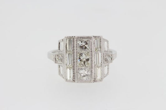 Art Deco Style Diamond Dress Ring in 18ct White Gold