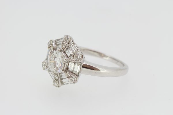 Contemporary Diamond Hexagonal Cluster Ring in 18ct White Gold