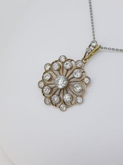Diamond Floral Openwork Cluster Pendant in Platinum, 4.00 carats