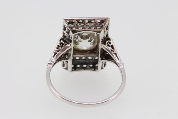 Art Deco 2.35ct Old Cut Diamond Plaque Dress Ring