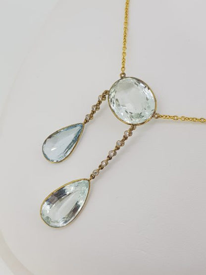 Aquamarine and Diamond Negligee Pendant Necklace, 25 carats