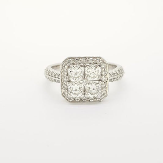 Contemporary Diamond Cluster Dress Ring, 1.20 carat total
