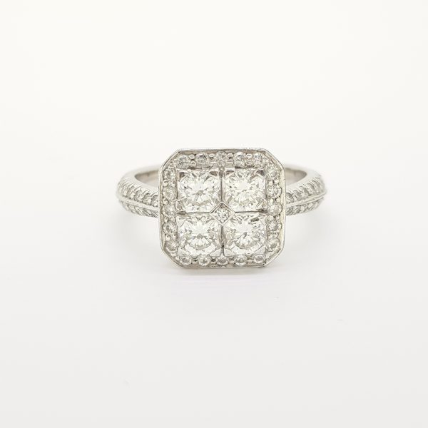 Contemporary Diamond Cluster Dress Ring, 1.20 carat total