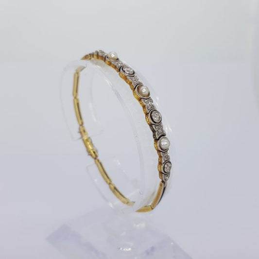 Antique Victorian Natural Pearl and Diamond Bracelet