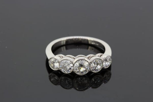 Five Stone Diamond Ring in Platinum, 1.60 carats