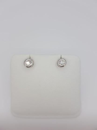 Bezel Set 0.30ct Diamond Solitaire Stud Earrings in 18ct White Gold