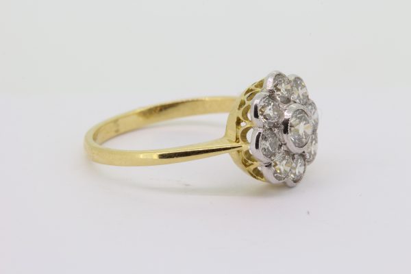 Edwardian Style Diamond Floral Cluster Ring; contemporary nine stone diamond cluster ring in the Edwardian style, in 18ct gold