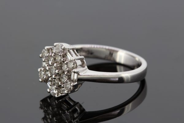 Contemporary Diamond Floral Cluster Ring in 18ct White Gold