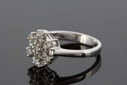 Contemporary Diamond Floral Cluster Ring in 18ct White Gold