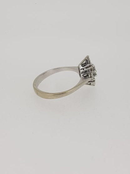 Diamond Shaped Diamond Cluster Ring in 18ct White Gold