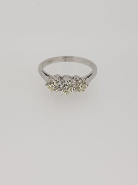 Three Stone Diamond Ring in 18ct White Gold, 1.00 carat total