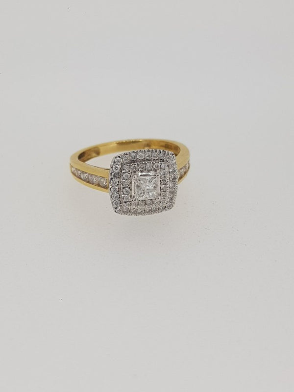 Princess Cut Diamond Square Shaped Cluster Ring, 0.75 carat total