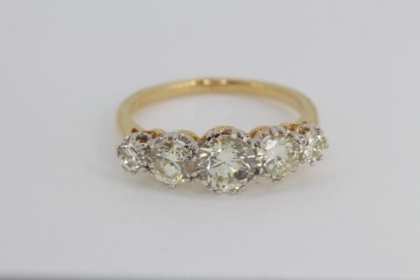 Old Cut Diamond Five Stone Ring 2.00 carat total