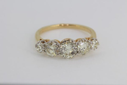 Old Cut Diamond Five Stone Ring 2.00 carat total