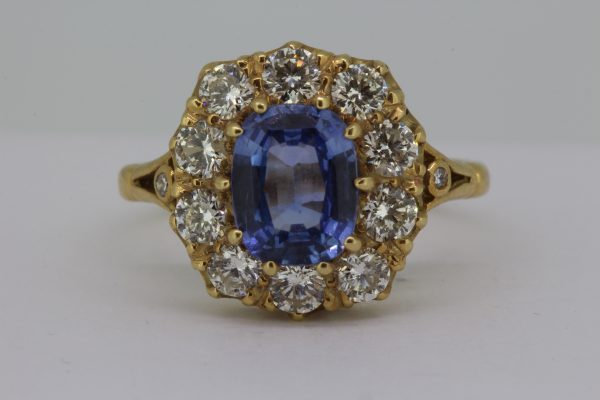 Victorian Style Sapphire and Old Cut Diamond Cluster Ring