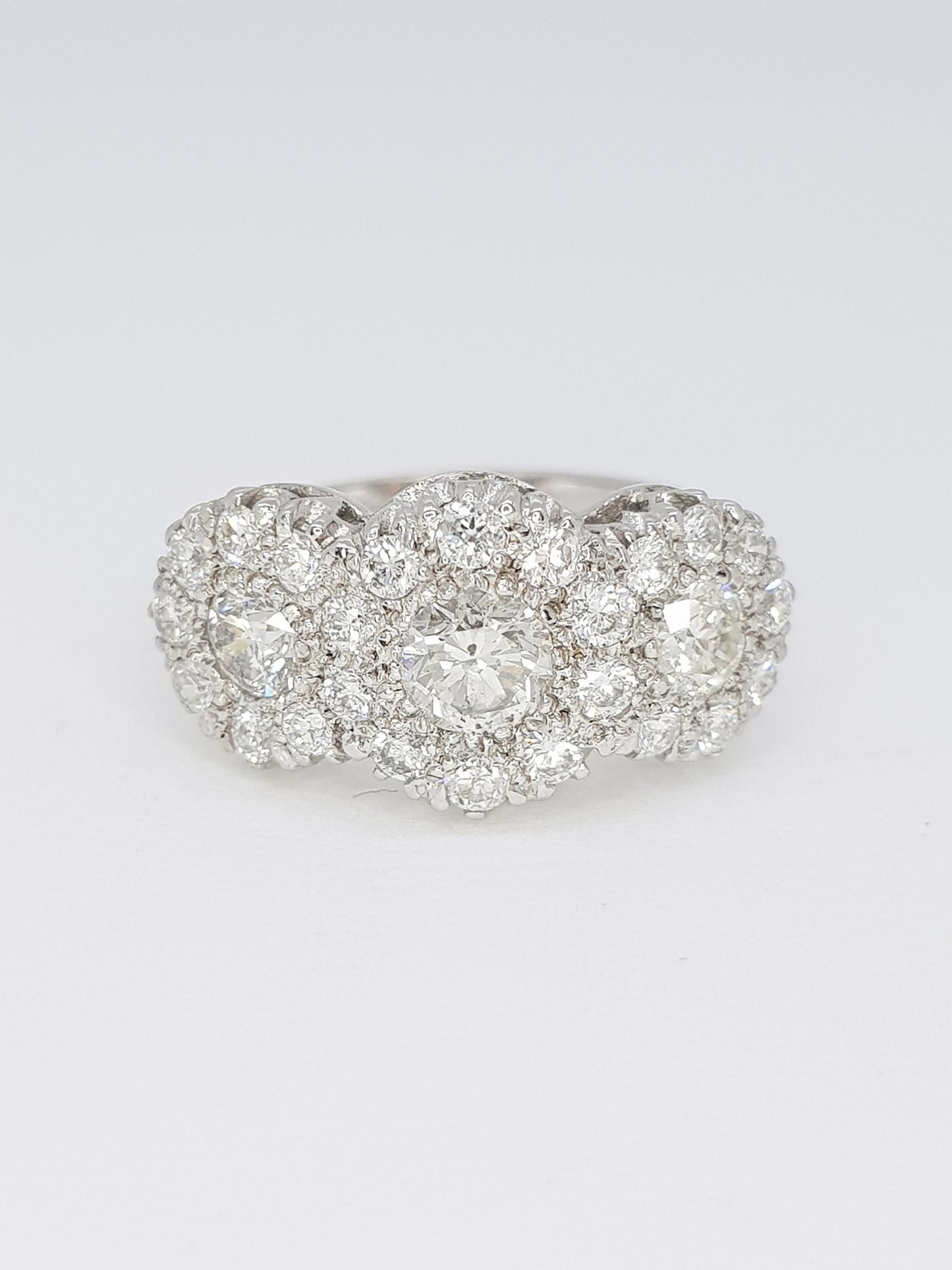 Triple cluster ring, 1.90 carats