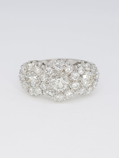 Triple cluster ring, 1.90 carats