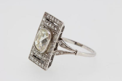 Art Deco 2.35ct Old Cut Diamond Plaque Dress Ring