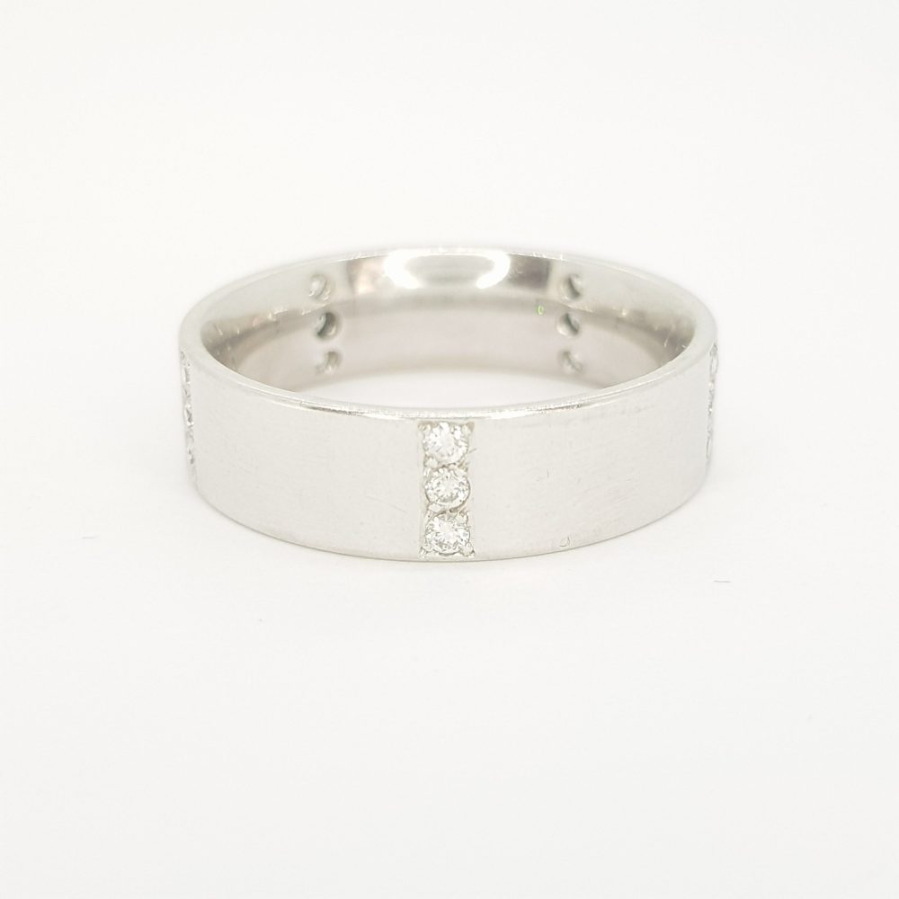 Contemporary Diamond Set Platinum Wedding Band Ring