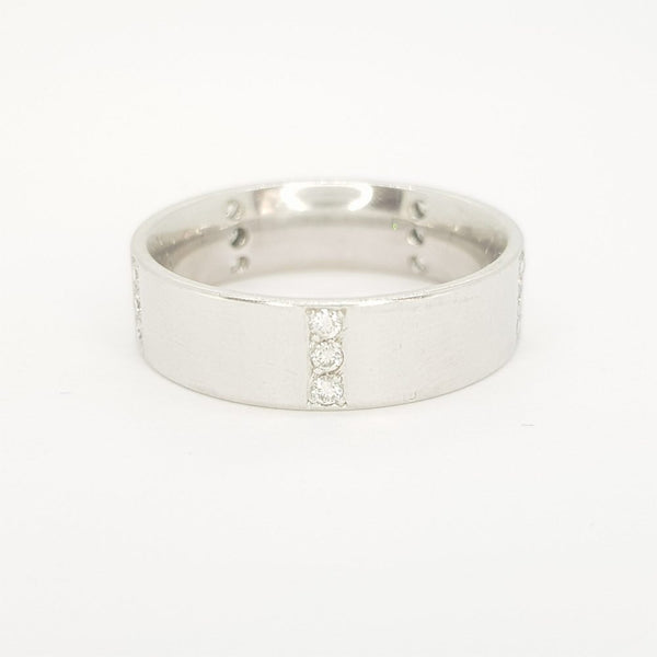 Contemporary Diamond Set Platinum Wedding Band Ring