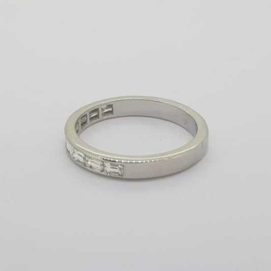Baguette Cut Half Eternity Ring in Platinum, 0.65 carat total