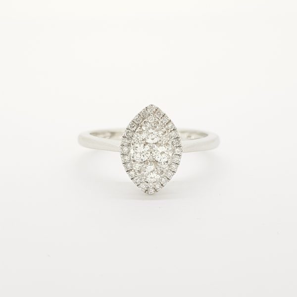 Contemporary Diamond Marquise Shaped Cluster Ring, 0.50 carats