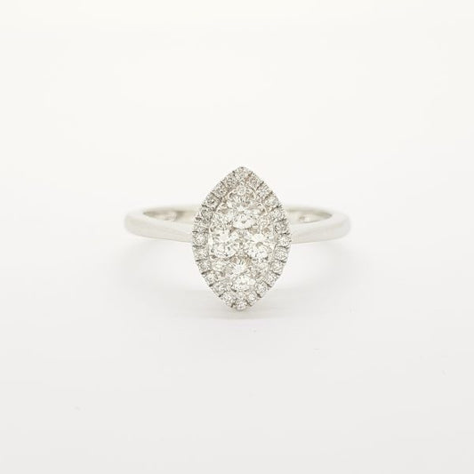 Contemporary Diamond Marquise Shaped Cluster Ring, 0.50 carats