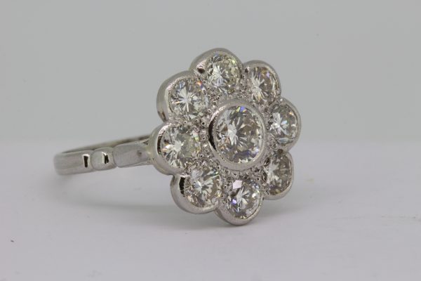 Diamond Daisy Flower Cluster Ring, 2.17 carat total