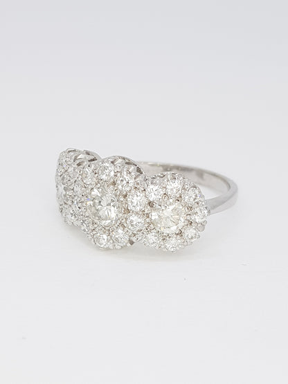 Triple cluster ring, 1.90 carats