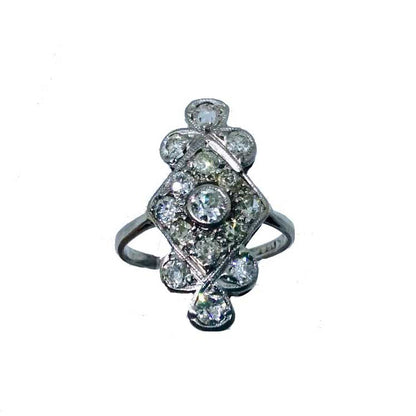 Art Deco Diamond Plaque Ring Platinum C.1925