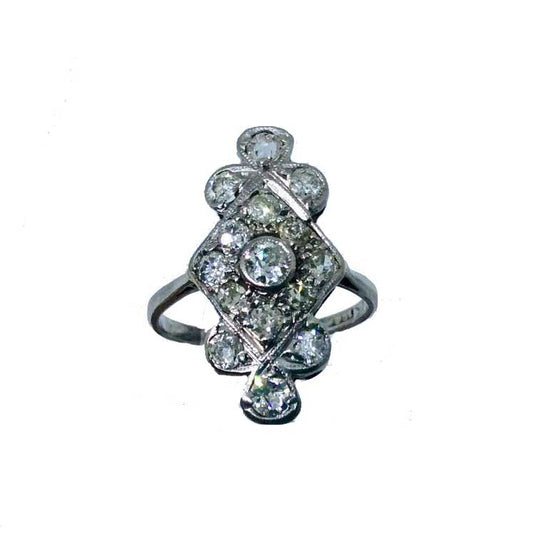 Art Deco Diamond Plaque Ring Platinum C.1925