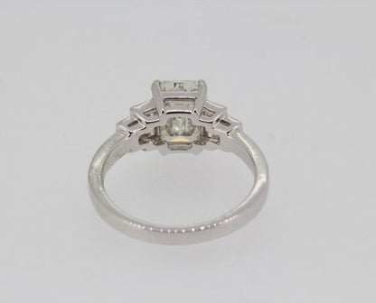Emerald Cut Diamond and Baguette Cut Engagement Ring, 1.83 carats