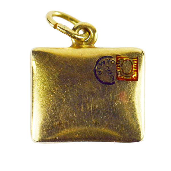 Enamel and 14ct Yellow Gold Envelope Charm Pendant