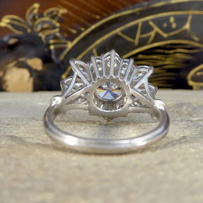 Diamond flower burst cluster ring in white gold