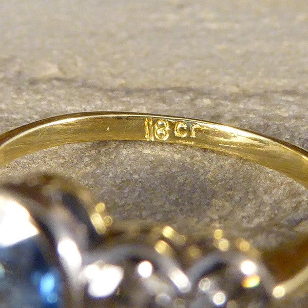 Edwardian sapphire and diamond five stone ring in white and yellow gold.