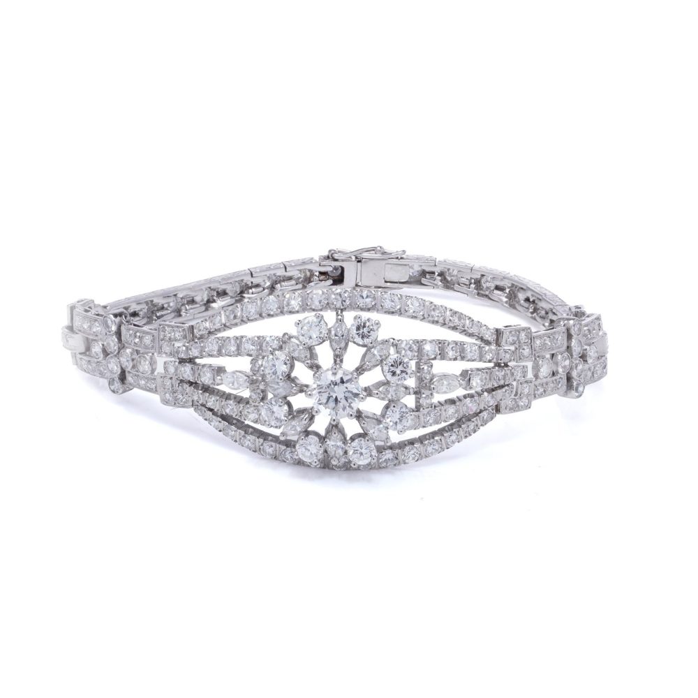 Mid-Century Diamond Bracelet In 18 Carat White Gold And Platinum