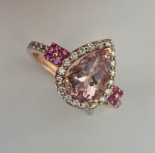 1.82ct Morganite and Diamond Dress Ring, 18ct Rose Gold