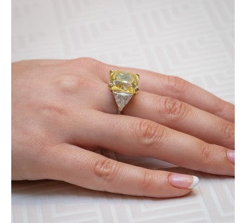 14.51ct Fancy Intense Yellow Diamond Ring