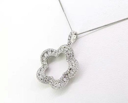 Diamond Flower Pendant with Chain, 1.30 carats, 18ct White Gold