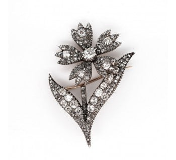 Georgian Diamond Flower Brooch, 5.50 carats