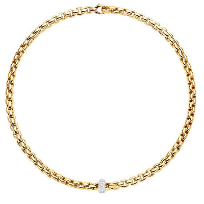 Eka Anniversario FOPE Flex'It 18ct Yellow Gold Necklace, Pave Diamonds