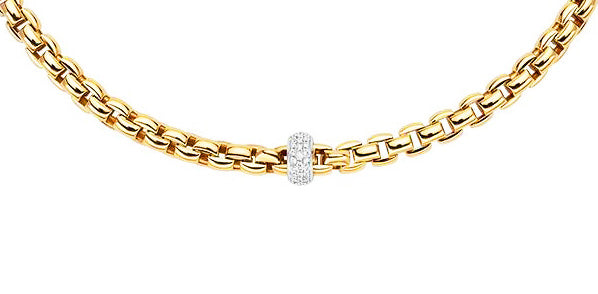 Eka Anniversario FOPE Flex'It 18ct Yellow Gold Necklace, Pave Diamonds